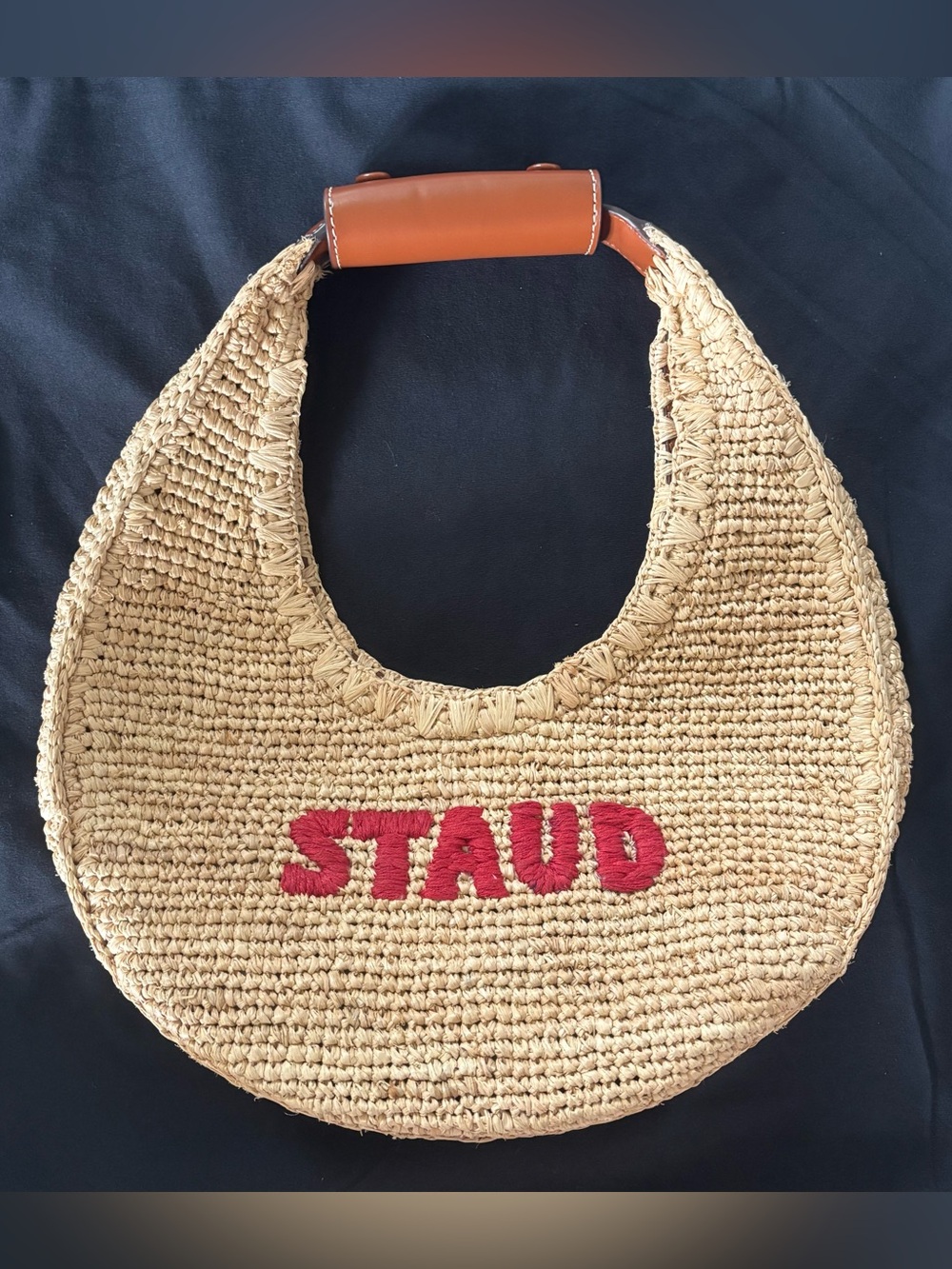 Staud Moon Shark Great White Raffia Shoulder Bag handbag - Picture 7 of 9